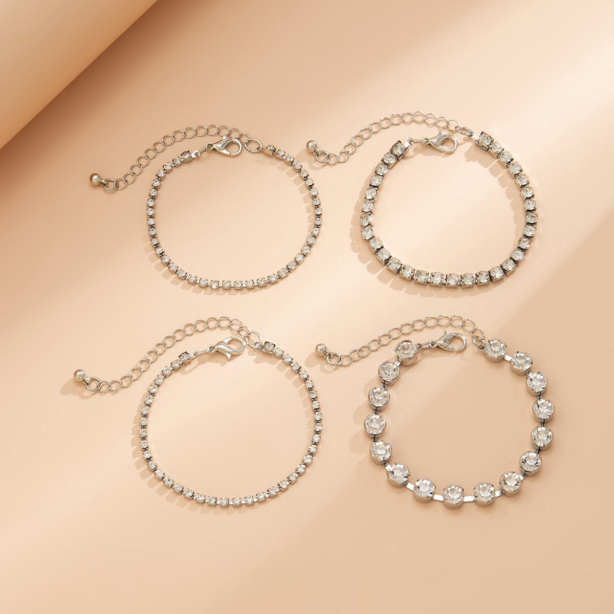 Cubic Zirconia and Silver-Plated Tennis Bracelet Set, jewelry gift sets for women, elegant gift for her, detail close-up