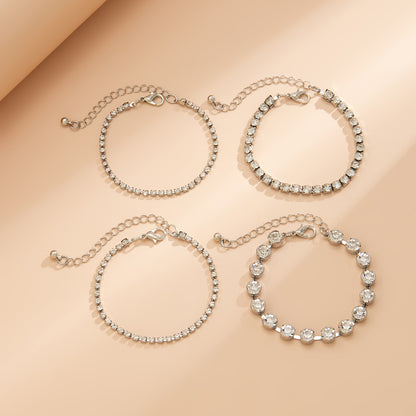 Cubic Zirconia and Silver-Plated Tennis Bracelet Set, jewelry gift sets for women, elegant gift for her, detail close-up