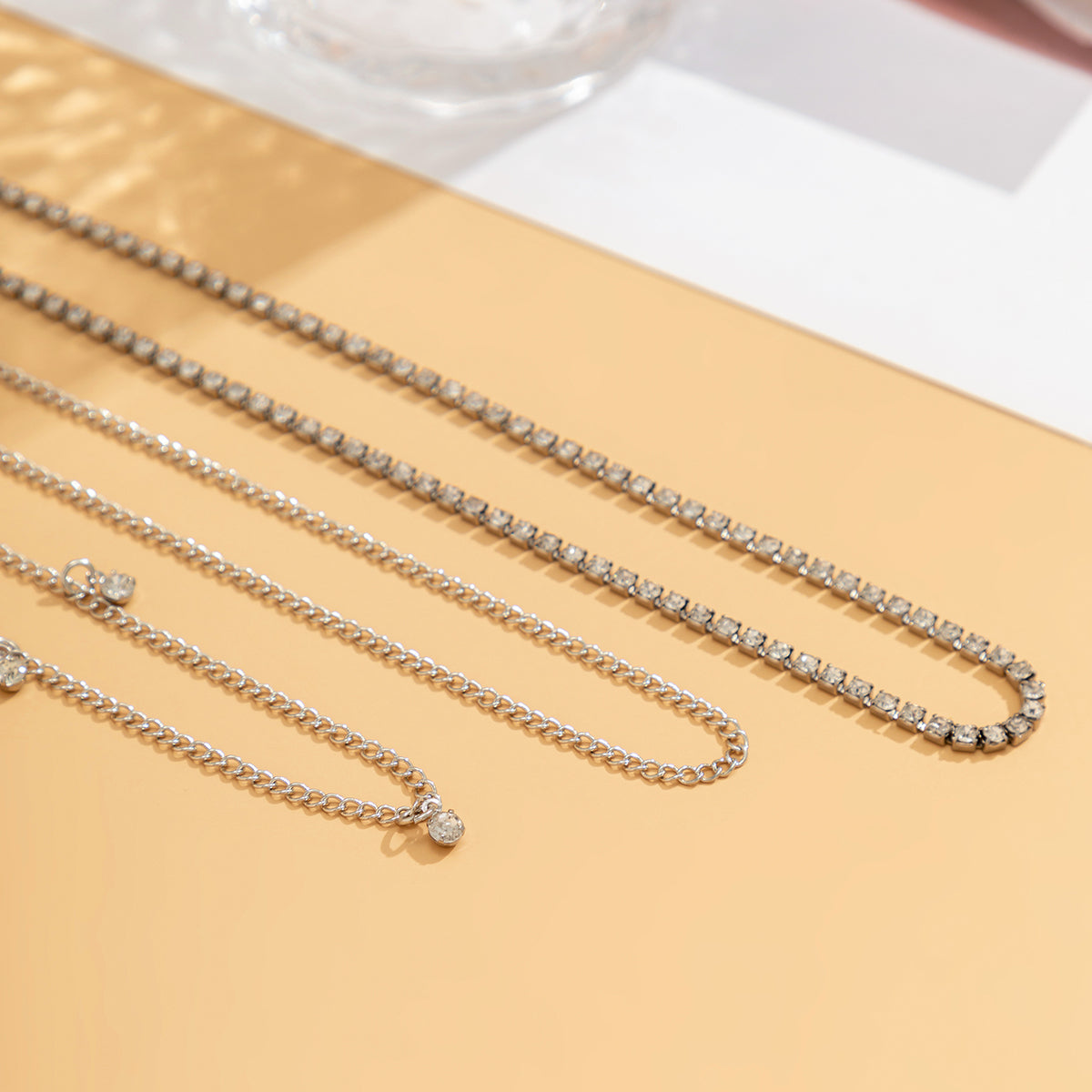 Cubic Zirconia and Silver-Plated Waist Chain Set, silver pendant necklace for women, everyday style, lifestyle look