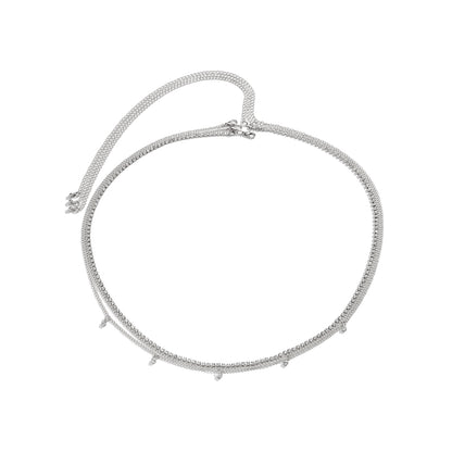 Cubic Zirconia and Silver-Plated Waist Chain Set, silver pendant necklace for women, everyday style, styled look