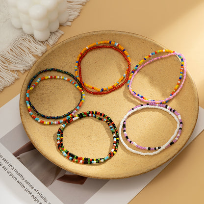 Howlite Beaded Stretch Anklet Set, anklet bracelet, elegant gift for her, styled look