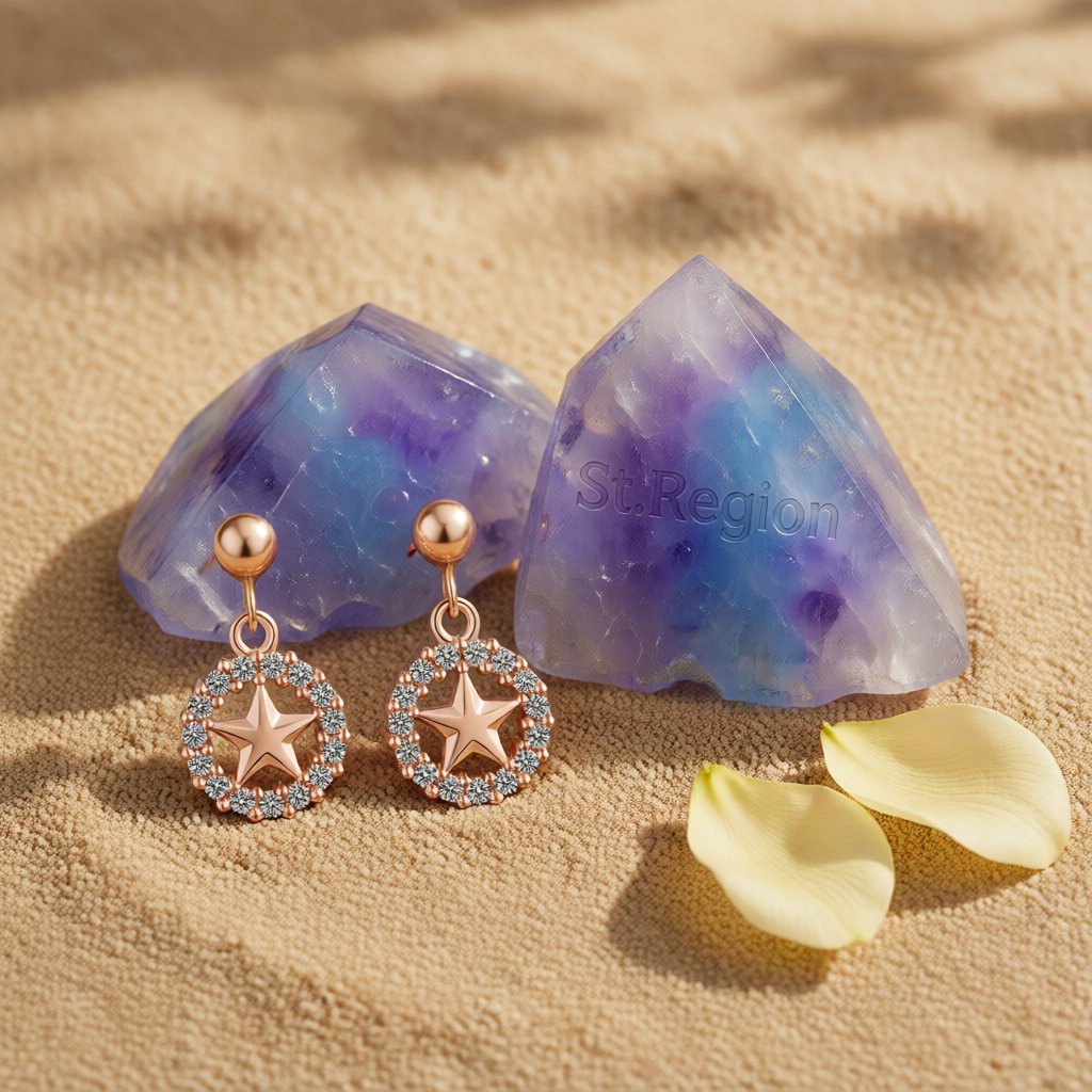 Cubic Zirconia & 18K Rose Gold-Plated Star & Circle Drop Earrings