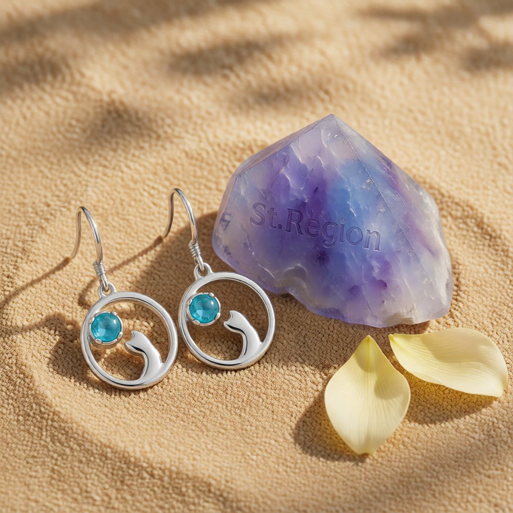 Moonstone and Silver-Plated Cat Drop Earrings, silver drop earrings for women, everyday style, detail close-up