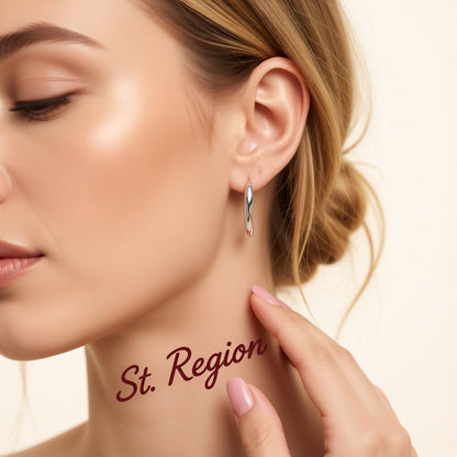 Silver-Plated Wave Huggie Earring, silver huggie earrings, botanical inspired, styled look