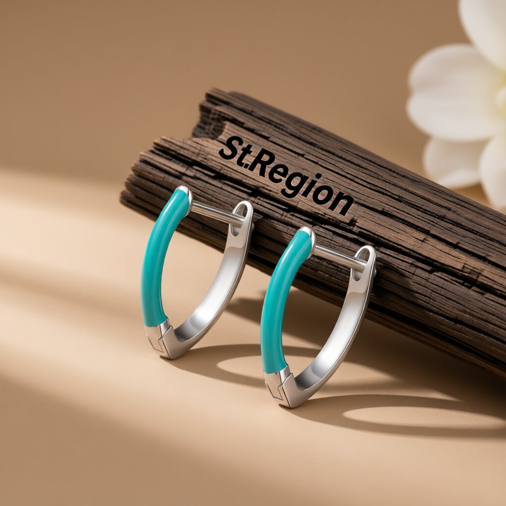 Green Enamel and Silver-Plated Triangle Huggie Earrings, silver huggie earrings, everyday style, front view