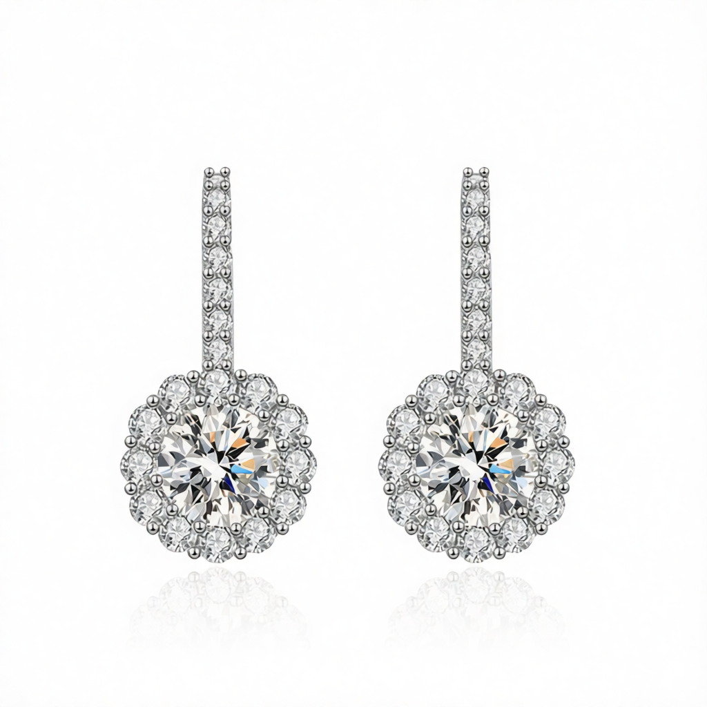 Clear Crystal & Cubic Zirconia Silvertone Round Dangle Earrings