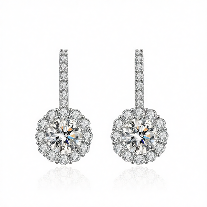 Clear Crystal & Cubic Zirconia Silvertone Round Dangle Earrings