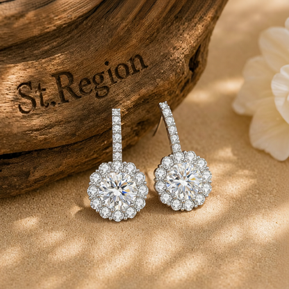 Clear Crystal & Cubic Zirconia Silvertone Round Dangle Earrings