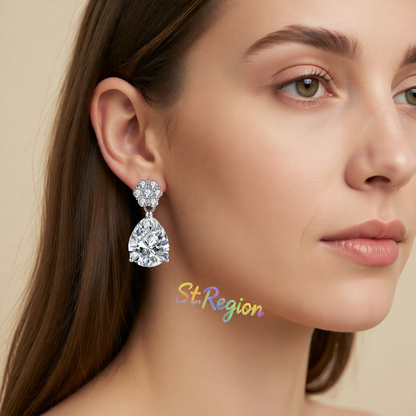 Cubic Zirconia & Clear Crystal Floral Drop Earrings