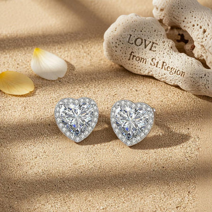 Clear Crystal and Cubic Zirconia Silvertone Halo Heart Stud Earrings, cubic zirconia stud earrings for women, lifestyle look