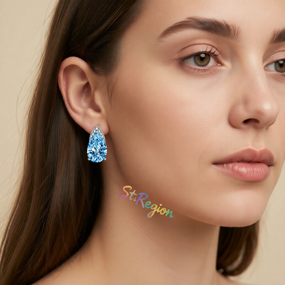 Blue Crystal & Cubic Zirconia Pear-Cut Stud Earrings