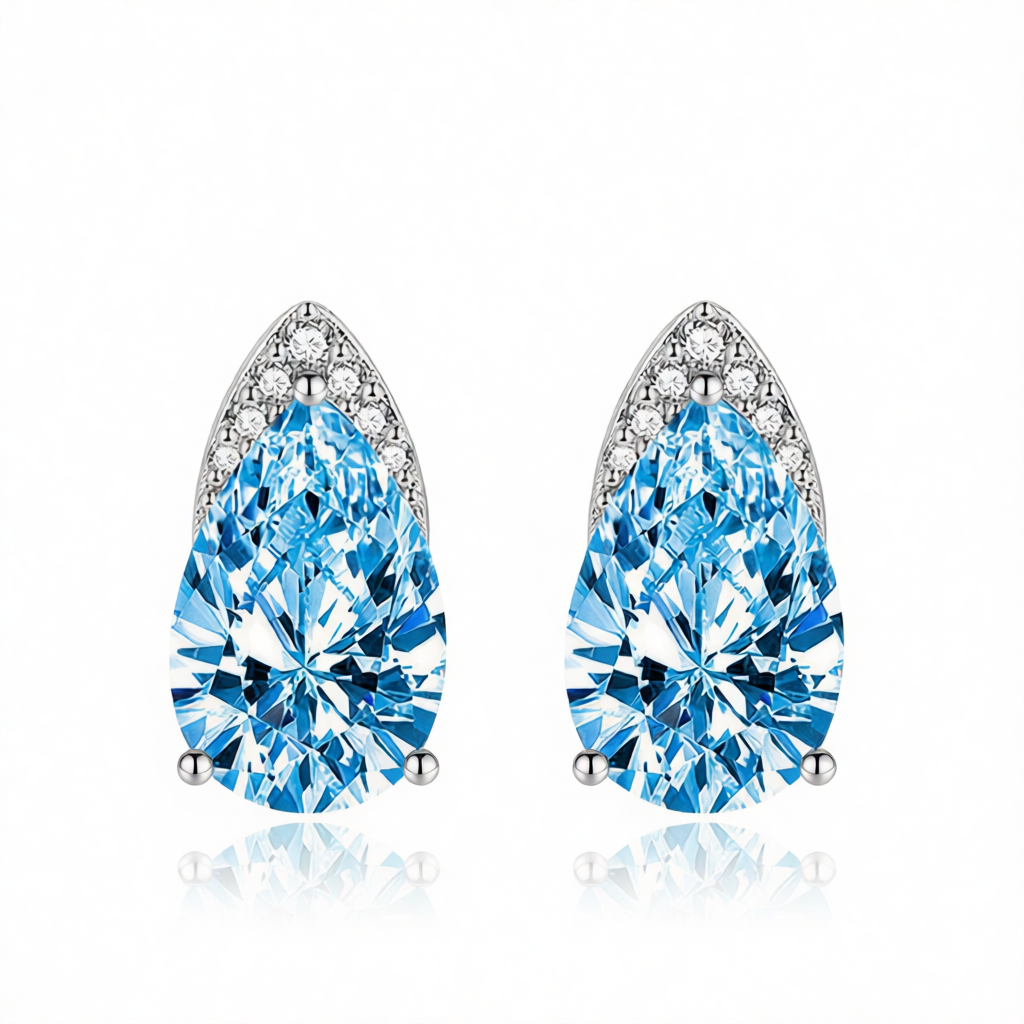 Blue Crystal & Cubic Zirconia Pear-Cut Stud Earrings
