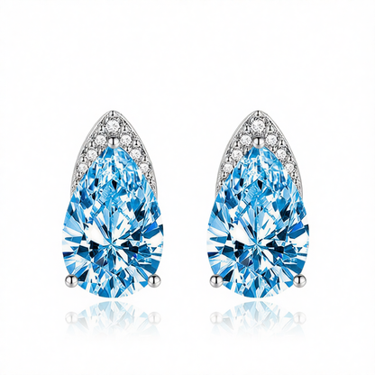 Blue Crystal & Cubic Zirconia Pear-Cut Stud Earrings