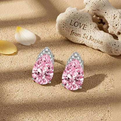Pink Crystal and Cubic Zirconia Pear-Cut Stud Earrings, cubic zirconia stud earrings for women, lifestyle look