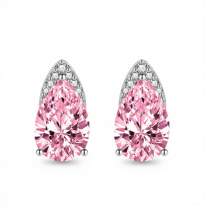 Pink Crystal & Cubic Zirconia Pear-Cut Stud Earrings