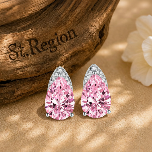 Pink Crystal & Cubic Zirconia Pear-Cut Stud Earrings