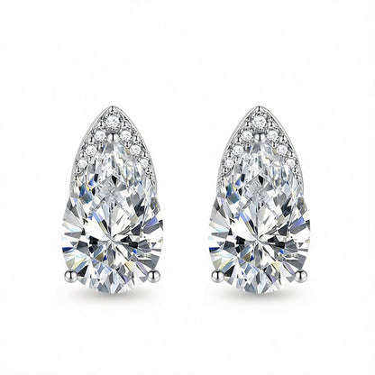 Clear Crystal and Cubic Zirconia Pear-Cut Stud Earrings, cubic zirconia stud earrings for women, side view