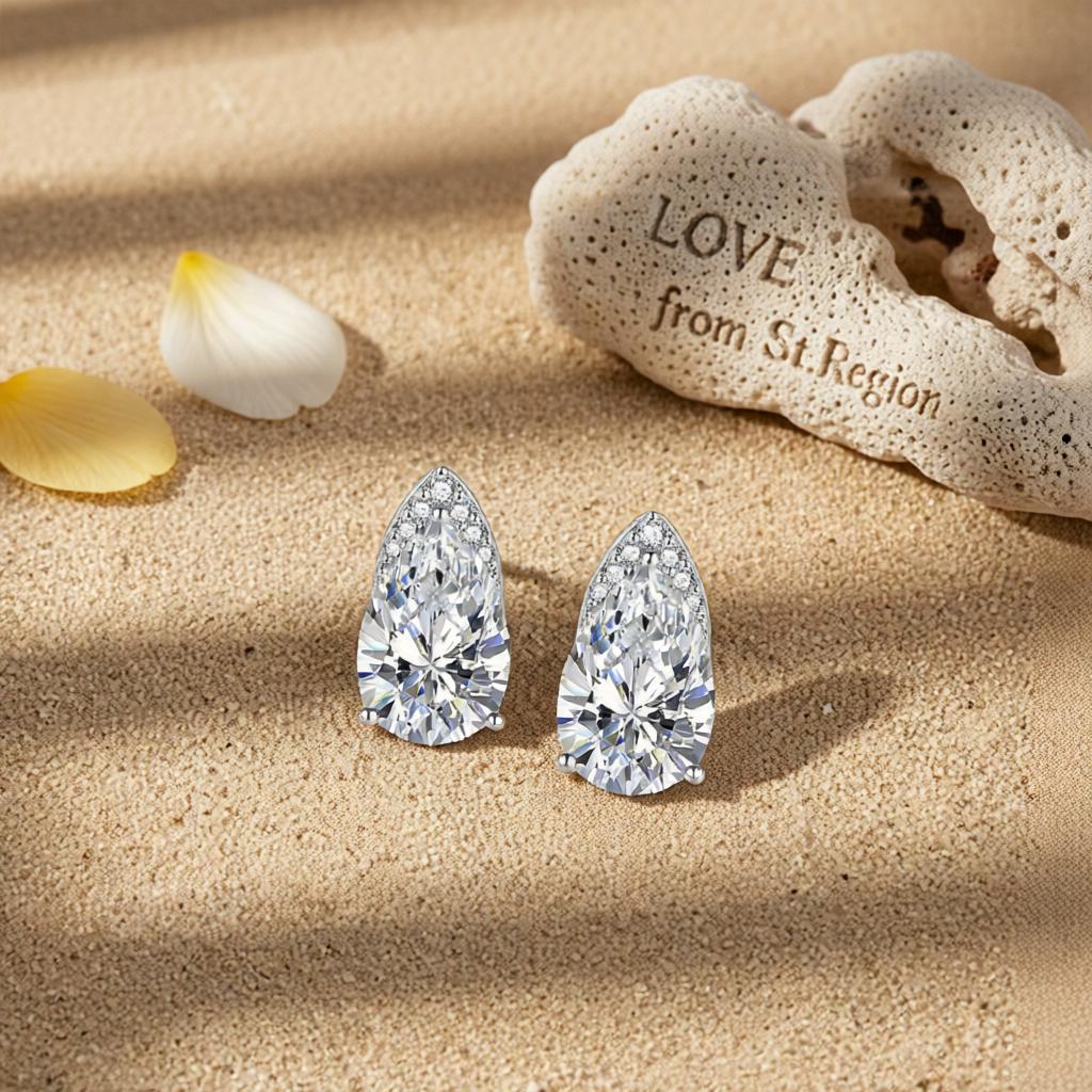 Clear Crystal and Cubic Zirconia Pear-Cut Stud Earrings, cubic zirconia stud earrings for women, lifestyle look