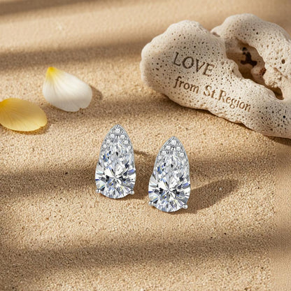 Clear Crystal and Cubic Zirconia Pear-Cut Stud Earrings, cubic zirconia stud earrings for women, lifestyle look