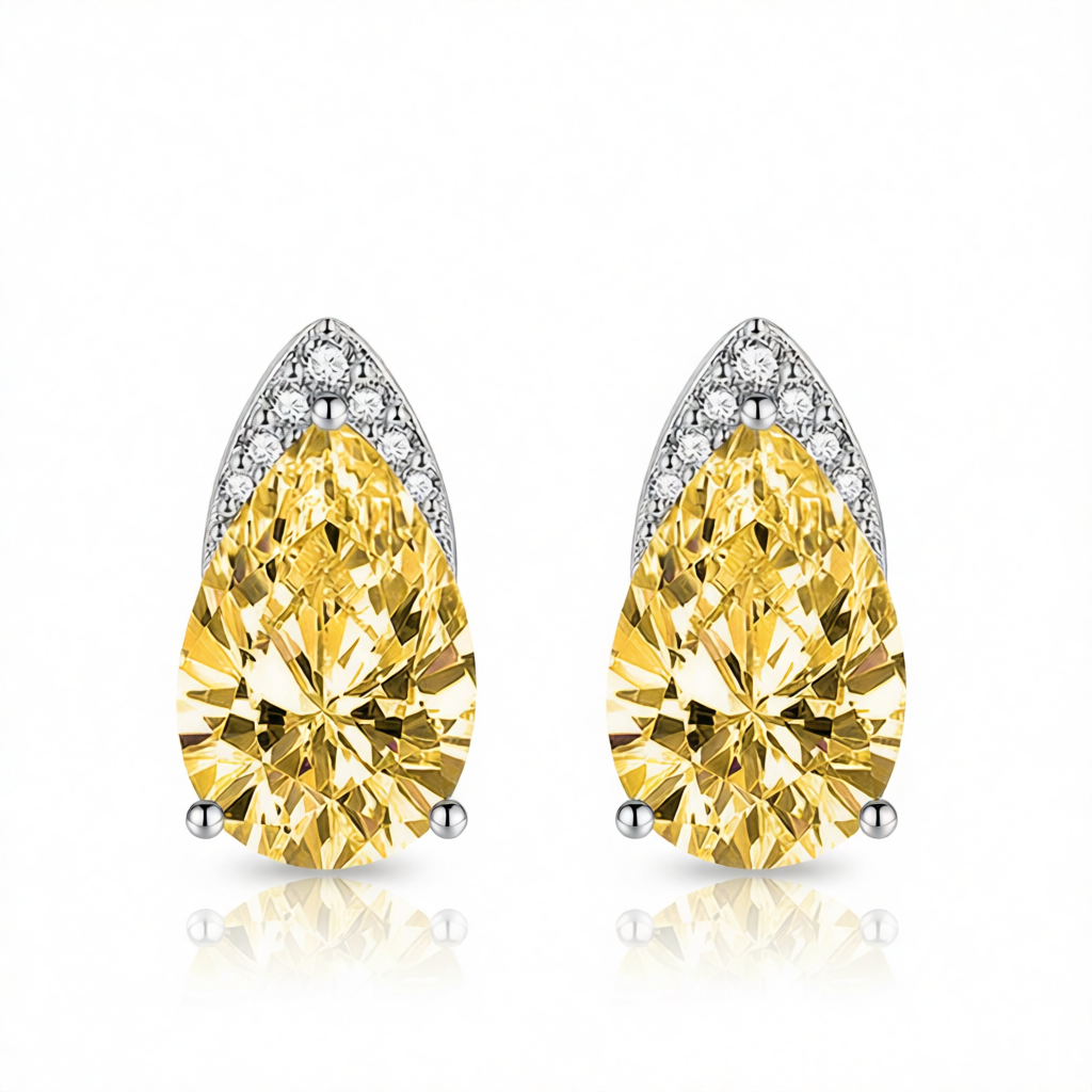 Yellow Crystal & Cubic Zirconia Pear-Cut Stud Earrings