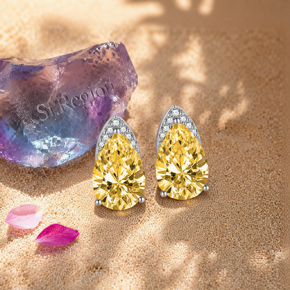 Yellow Crystal & Cubic Zirconia Pear-Cut Stud Earrings
