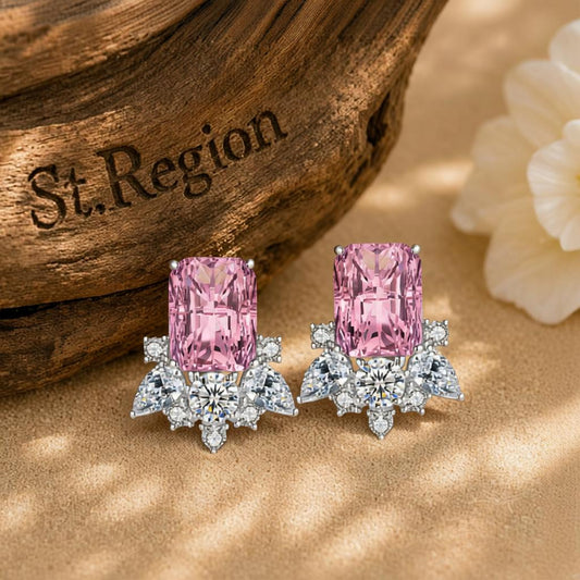 pink acrylic drop earrings for women St.Region