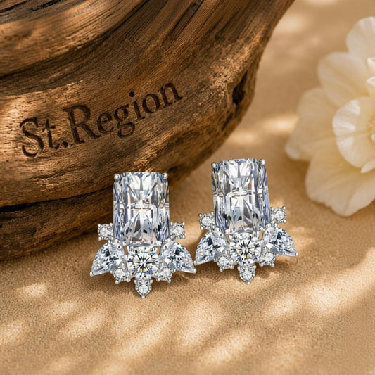 gold tone floral drop earrings St.Region
