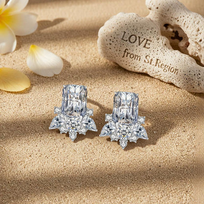Clear Crystal and Cubic Zirconia Radiant Stud Earrings, cubic zirconia stud earrings for women, lifestyle look