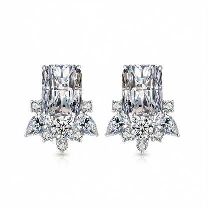 Clear Crystal & Cubic Zirconia Radiant Stud Earrings
