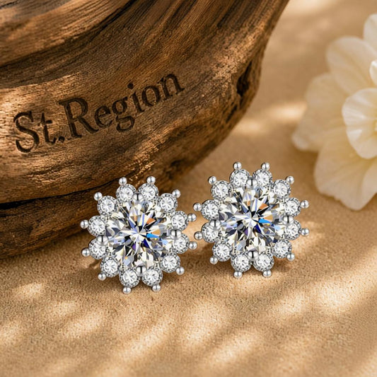 gold tone floral drop earrings St.Region