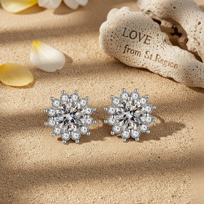 Clear Crystal & Cubic Zirconia Silvertone Flower Stud Earrings