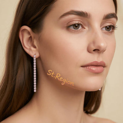 Pink Cubic Zirconia and Silvertone Tassel Drop Earrings, silver drop earrings for women, styled look