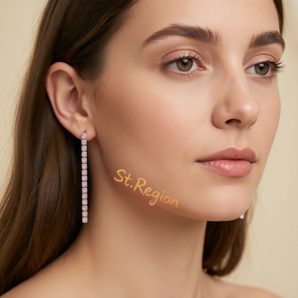 Pink Cubic Zirconia & Silvertone Tassel Drop Earrings