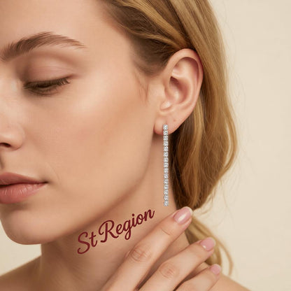 Clear Cubic Zirconia and Silvertone Tassel Drop Earrings, silver drop earrings for women, everyday style, styled look