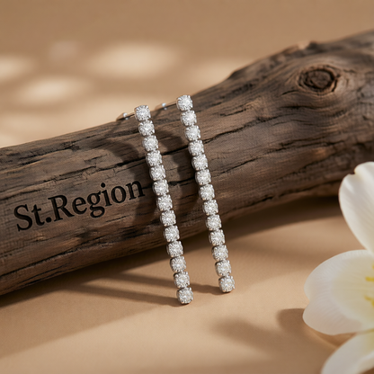 Clear Cubic Zirconia & Silvertone Tassel Drop Earrings