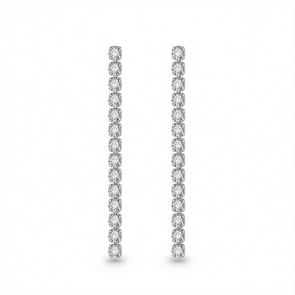 Clear Cubic Zirconia & Silvertone Tassel Drop Earrings