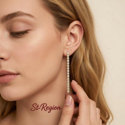 Yellow Cubic Zirconia and Silvertone Tassel Drop Earrings, silver drop earrings for women, elegant gift for her, styled look