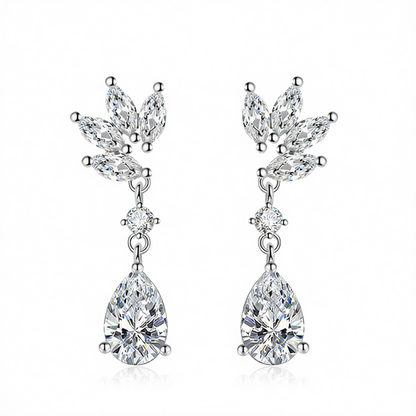 Cubic Zirconia & Clear Crystal Botanical Drop Earrings