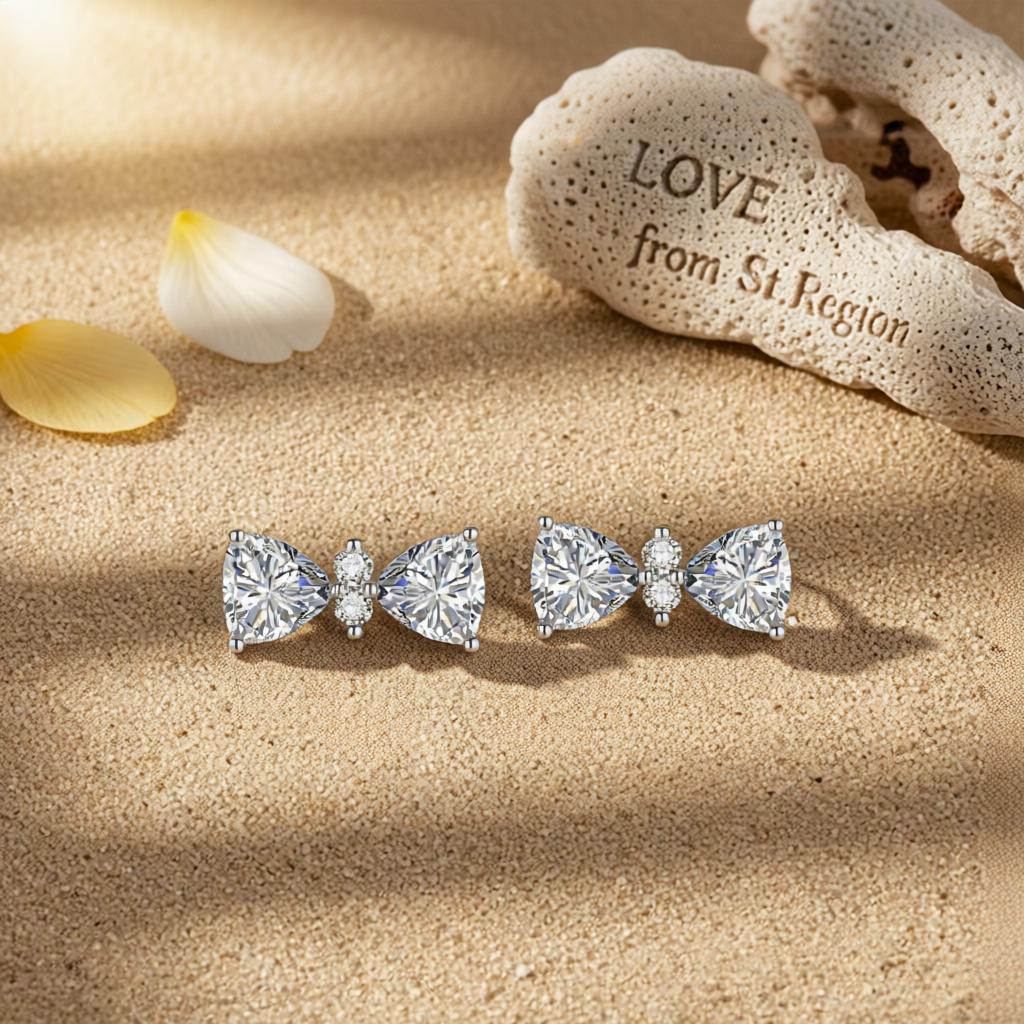 Cubic Zirconia and Clear Crystal Bow Stud Earrings, cubic zirconia stud earrings for women, lifestyle look