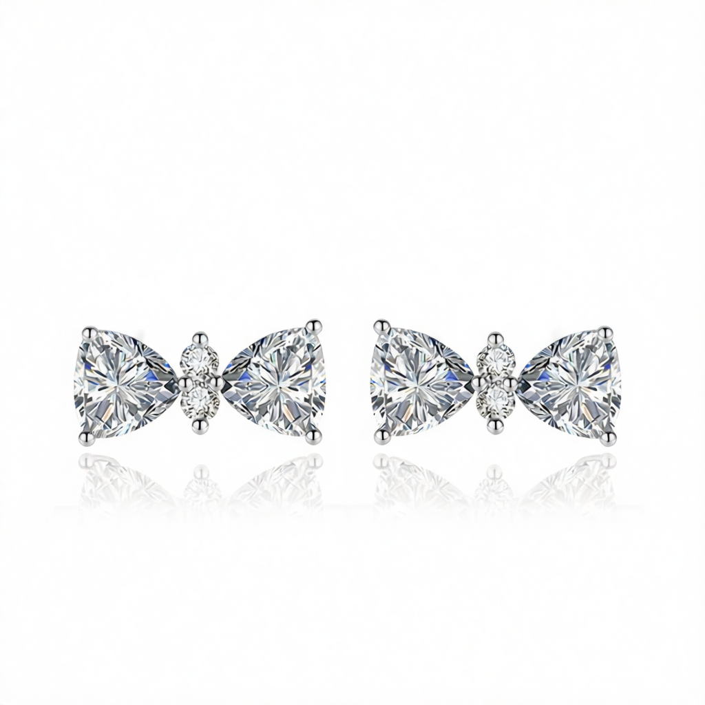 Cubic Zirconia & Clear Crystal Bow Stud Earrings