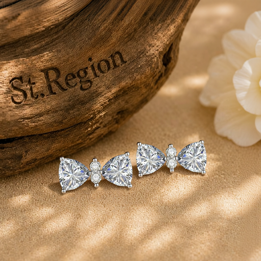 Cubic Zirconia & Clear Crystal Bow Stud Earrings