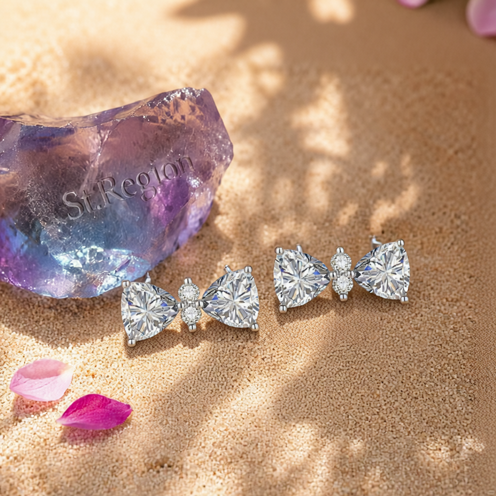 Cubic Zirconia & Clear Crystal Bow Stud Earrings