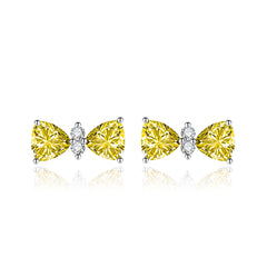 Cubic Zirconia & Yellow Crystal Bow Stud Earrings