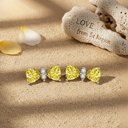 Cubic Zirconia & Yellow Crystal Bow Stud Earrings