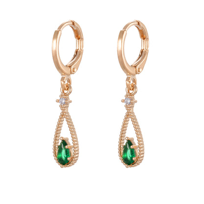 Emerald Crystal & Cubic Zirconia Goldtone Open Drop Huggie Earrings - Street Region
