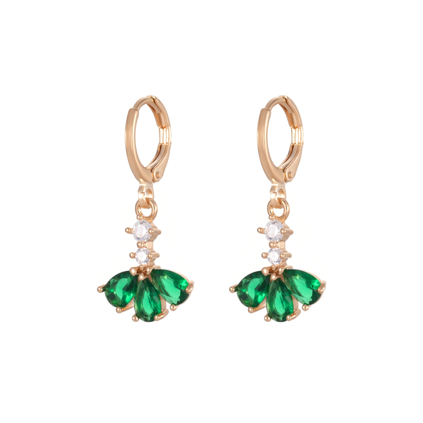 Emerald Crystal & Cubic Zirconia Goldtone Petals Huggie Earrings - Street Region