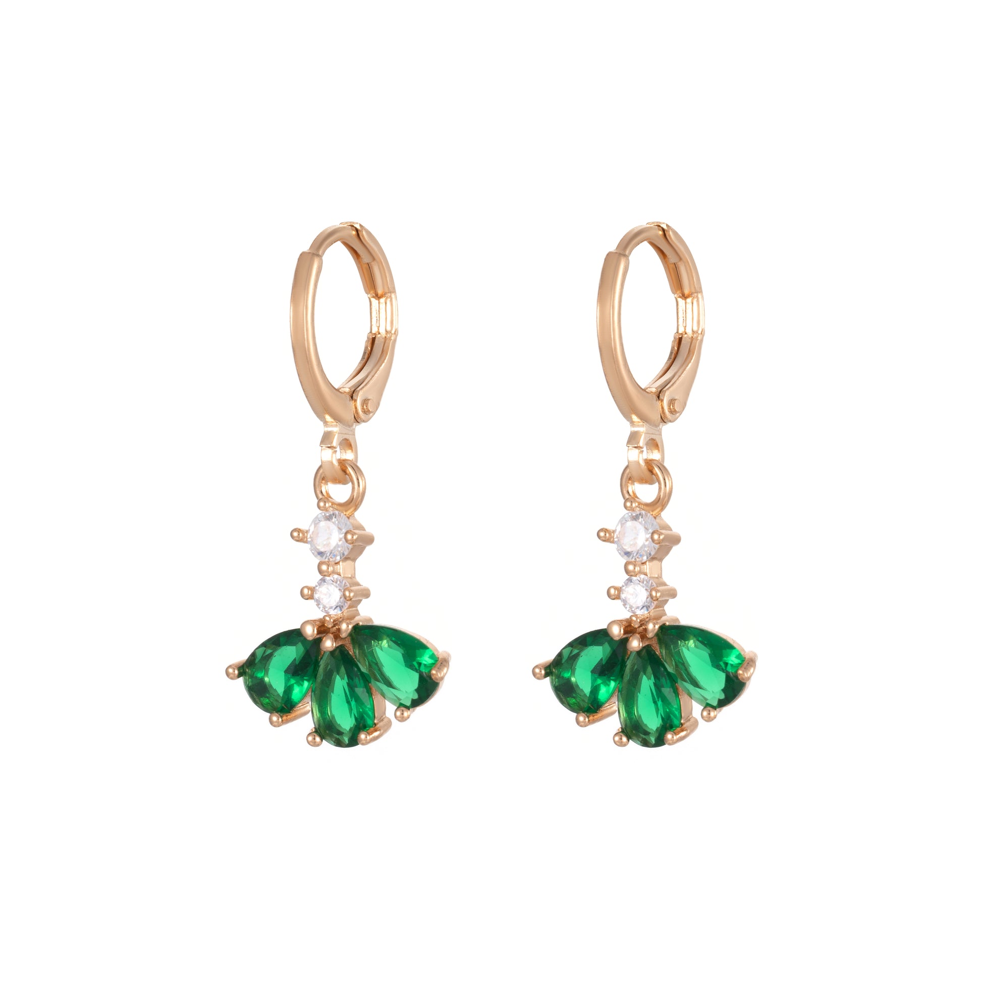 Emerald Crystal & Cubic Zirconia Goldtone Petals Huggie Earrings - Street Region