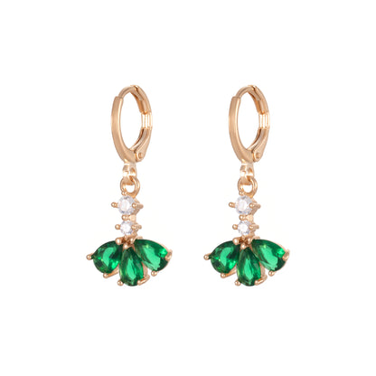 Emerald Crystal & Cubic Zirconia Goldtone Petals Huggie Earrings - Street Region