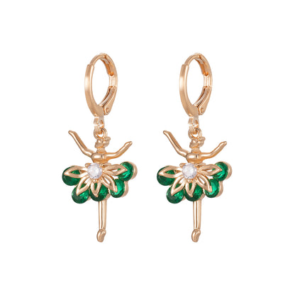 Emerald Crystal & Cubic Zirconia Goldtone Ballet Girl Huggie Earrings - Street Region