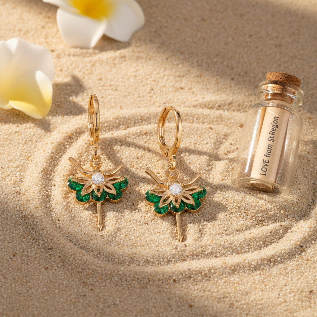Emerald Crystal & Cubic Zirconia Goldtone Ballet Girl Huggie Earrings - Street Region